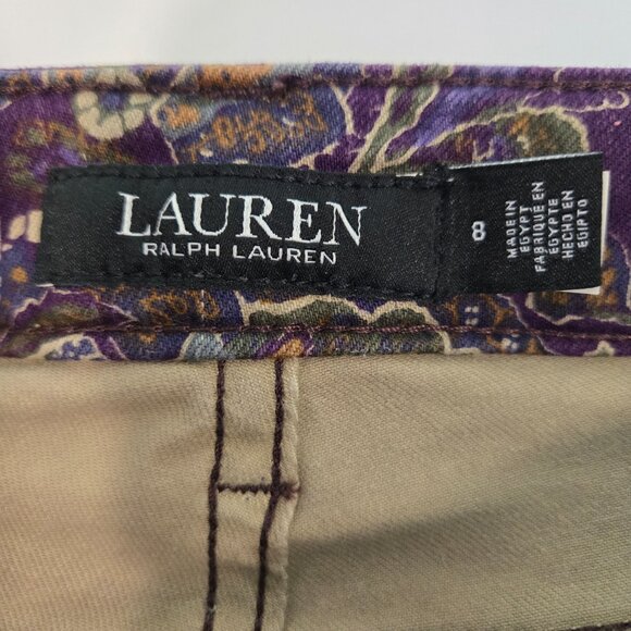 Lauren Ralph Lauren Paisley High Rise Twill Straight Ankle Jeans 8 Purple - Picture 5 of 10